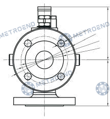 Flanged 3 Way Ball Valve — Technical drawing