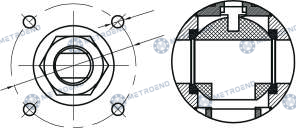 Flanged 3 Way Ball Valve — Technical drawing