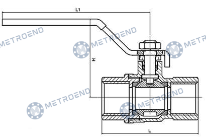 Bronze Threaded Ball Valve — Technical drawing