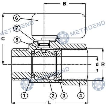 Brass Mini Ball Valve — Technical drawing
