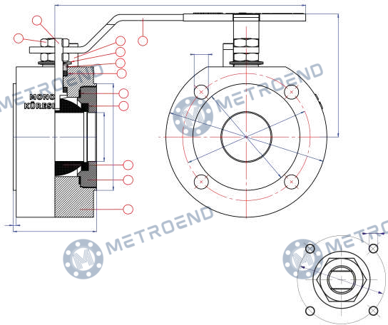 Monoblock Ball Valve — Technical drawing