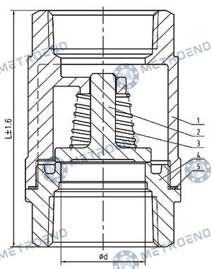 Stainless Steel Threaded Spring Loaded Vertical Check Valve — Technical drawing