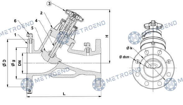 Flanged Static Balance Valve — Technical drawing