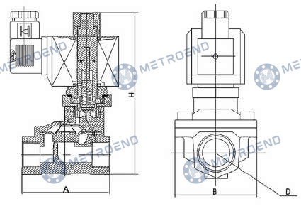 Paslanmaz Dişli Solenoid Valve — Teknik çizim