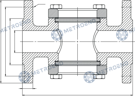 Flanged Sight Glass — Technical drawing