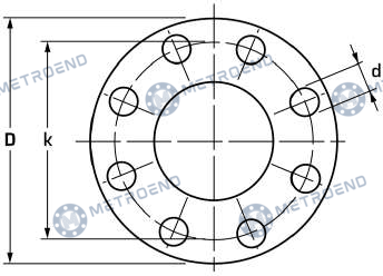 Class 300 flange — bolt circle view, technical drawing
