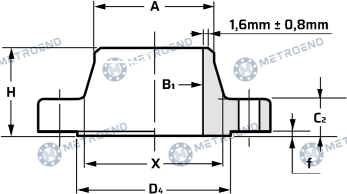 PN16 Flanş — Teknik çizim