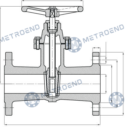 Gate Valve With Indicator PN16 DIN3225 — Technical drawing