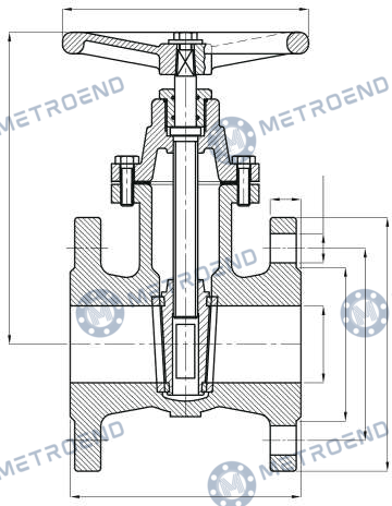 Gate Valve PN6 DIN3204 — Technical drawing