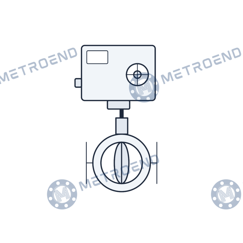 Electrically actuated butterfly valve — schematic illustration