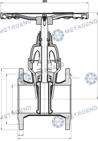 Resilient Seated Gate Valve — Technical drawing
